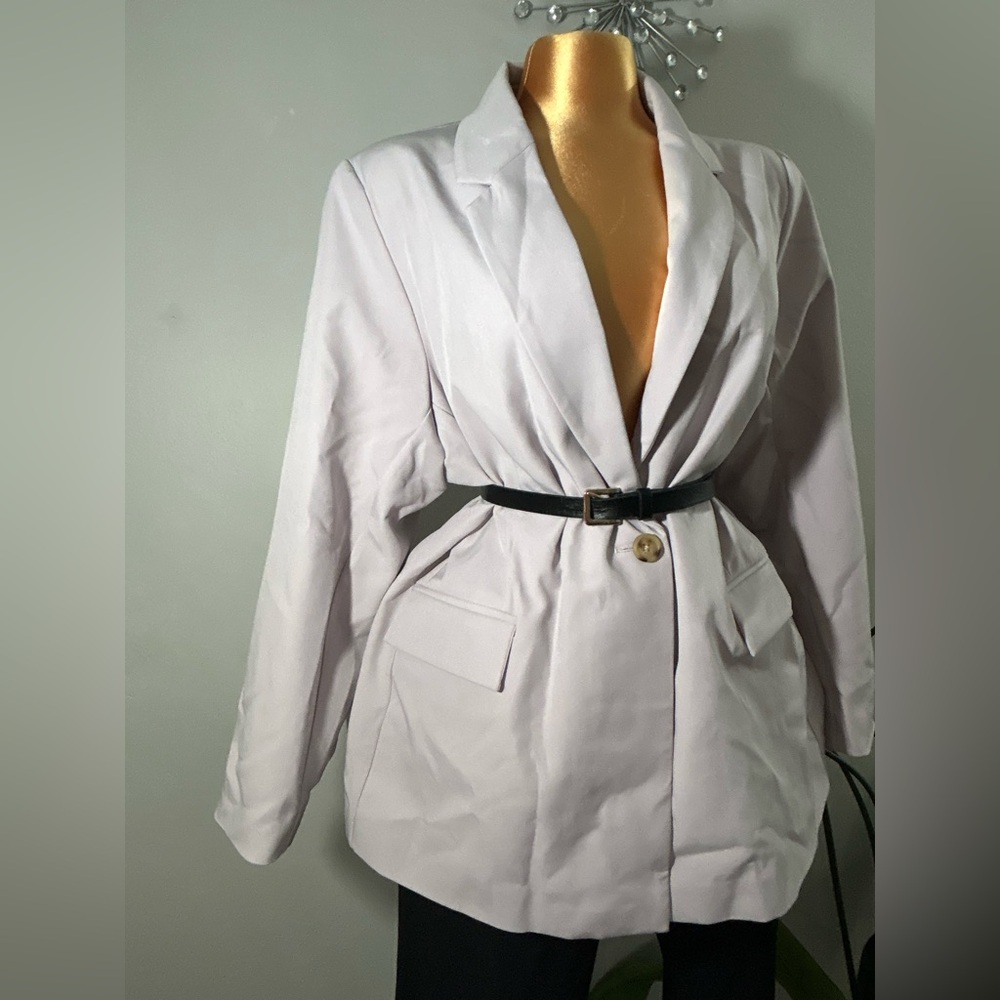 Women's Belted Blazer Jacket - Light Lavandarish - Picture 2 of 8